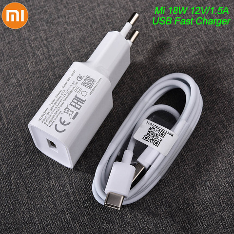 MDY-08-EI Original Xiaomi USB cargador 18W EU adaptador USB 3,0 tipo C Cable de datos para el Mi 5 6 8 9 Redmi Note 7 8 Pro F1 A2 A3 Lite ► Foto 1/6