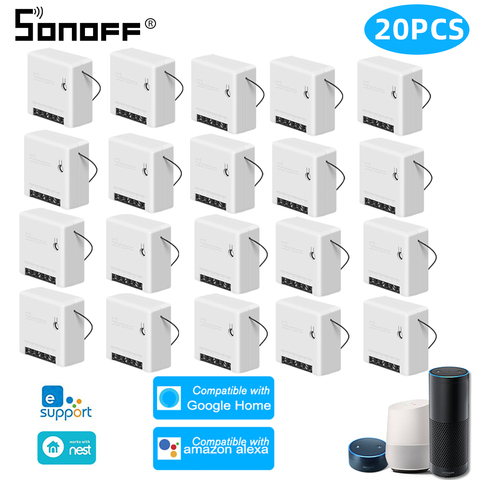 SONOFF-minicontrolador inteligente R2, enchufe de pared inteligente de dos vías con Control remoto por voz, Wifi, módulo de relé compatible con Alexa y Google Home ► Foto 1/6