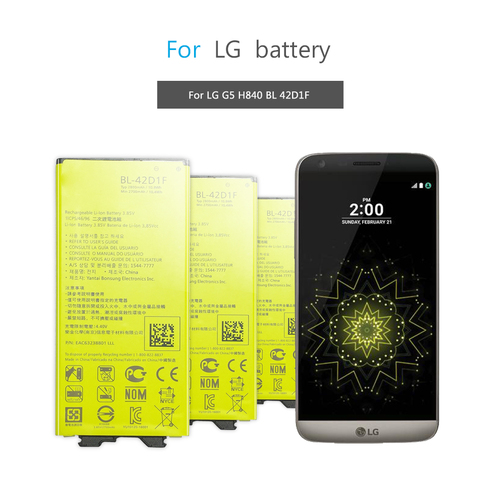 BL-42D1F de la batería del teléfono móvil para LG G5 BL-42D1F H850 H820 H830 H831 H840 H868 H860N H860 LS992 US992 2800mAh BL42D1F BL 42DIF ► Foto 1/6