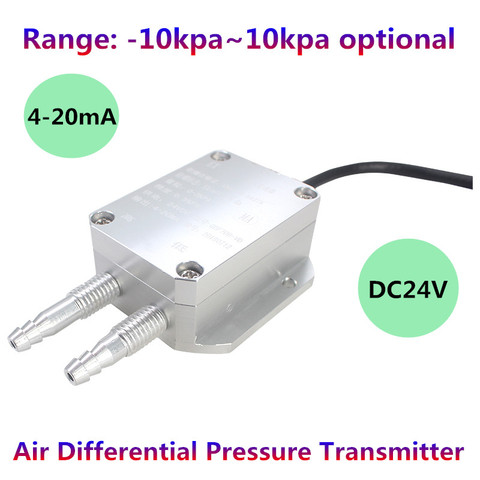 Transmisor de presión de aire de 4-20mA, salida de 10pa, 50pa, 100pa, 10kPa, Sensor de micropresión, transductor de presión de viento de aire opcional ► Foto 1/6