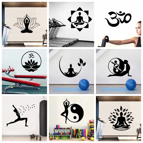 Pegatinas de pared de vinilo de meditación para Yoga, calcomanía de pared Zen Budista para dormitorio, etiqueta extraíble para pared, decoración de fondo de Yoga ► Foto 1/6