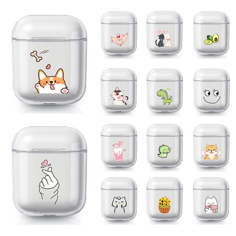 De dibujos animados de silicona caso para los Airpods 2 1 caso TPU transparente auriculares accesorios de aire vainas Apple protección auriculares cubierta Capa ► Foto 1/6