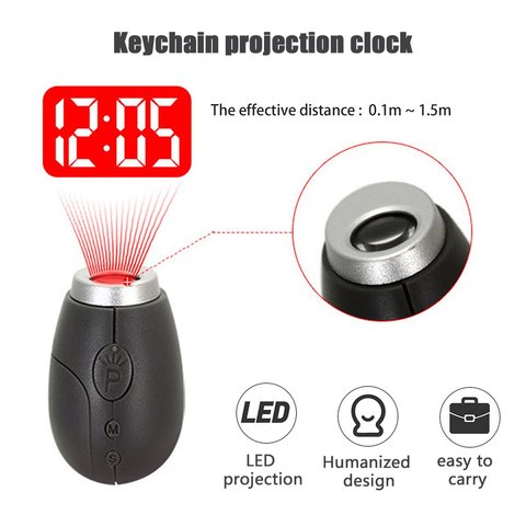 Reloj de proyección Digital portátil, luz LED para pared, techo, proyección de tiempo, luz nocturna mágica, linterna, reloj, llavero, decoración ► Foto 1/6