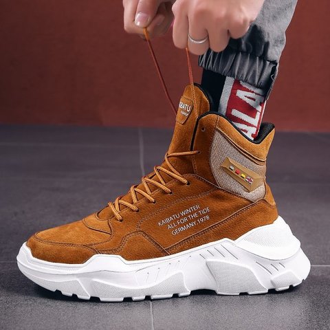 Zapatillas de deporte gruesas informales para hombre, botas de estilo Hip Hop con cordones y plataforma, deportivas para caminar, Tenis, calzado de baloncesto ► Foto 1/6