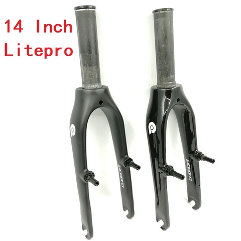 LITEPRO-horquilla frontal de fibra de carbono para bicicleta plegable, ultraligera, 14 pulgadas, 74mm, 412 K3, color negro brillante/mate ► Foto 1/6