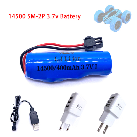 JJRC-batería de ion de litio para coche a control remoto, piezas de coche a control remoto 14500 SM-2P 3,7 v 400mah, Cargador USB para barco a control remoto, pistola blanda de juguete, accesorios ► Foto 1/5