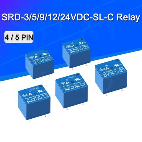 5 uds relé de SRD-12VDC-SL-C SRD-12VDC-SL SRD-12VDC SRD-12V relés 4/5 pines 12V DC de alta calidad ► Foto 1/4