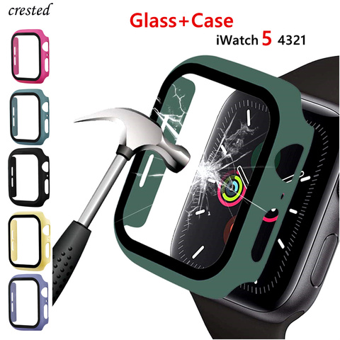Cristal + cubierta para carcasa de reloj Apple, 44mm, 40mm, 42mm, 38mm, accesorio para iWatch, parachoques + Protector de pantalla para Apple Watch serie 3 4 5 6 SE ► Foto 1/6
