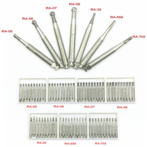 10 Uds Dental de acero de carburo de tungsteno burs para baja velocidad Tipo de Cierre RA-05 RA-06 RA-07 RA-08 RA-35 RA-558 RA-702 ► Foto 1/6