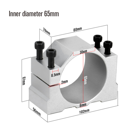 Interior diámetro 52mm 65mm eje de soporte del motor asiento de tornillo y tornillo máquina de tallado de cnc soporte abrazadera de motor aluminum3D impresora ► Foto 1/6