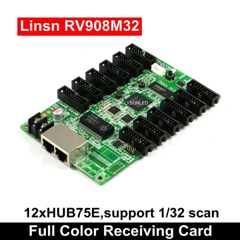 LYSONLED Linsn RV908 RV908M32 Led pantalla de vídeo recibir tarjeta 12xHub75 puertos P2/P2.5/P3 interior 1/32 escanear módulo LED ► Foto 1/6