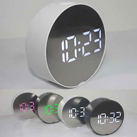 Alarma Digital LED, reloj con batería o puerto de carga USB para dormitorio/pared/viaje con alarma, calendario y función de espejo ► Foto 1/6