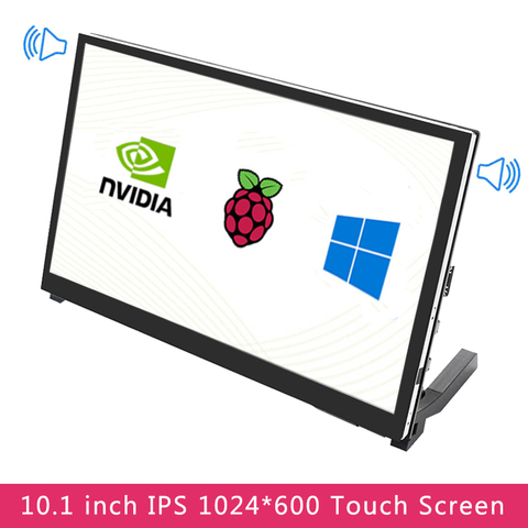 Pantalla táctil capacitiva LCD Raspberry Pi 4 IPS de 10,1 pulgadas pantalla táctil 1024x600 con soporte Speacker Monitor para Raspberry Pi 4/3 PC ► Foto 1/6