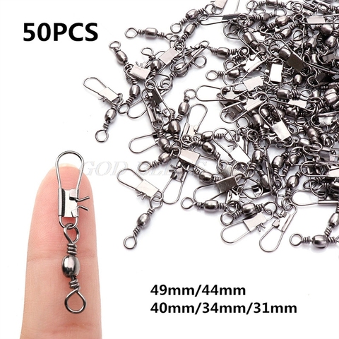 50 unids/lote 2 #4 #6 #8 #10 # conector giratorio de pesca, broche de acero inoxidable, señuelo giratorio, mosquetón, accesorios para aparejos de pesca ► Foto 1/6