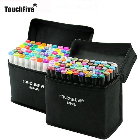 TouchFIVE-Juego de rotuladores, accesorios en 30/40/60/80 colores, para dibujar Manga, a base de alcohol, punta de fieltro, pincel doble, aceitoso, suministros de arte ► Foto 1/6