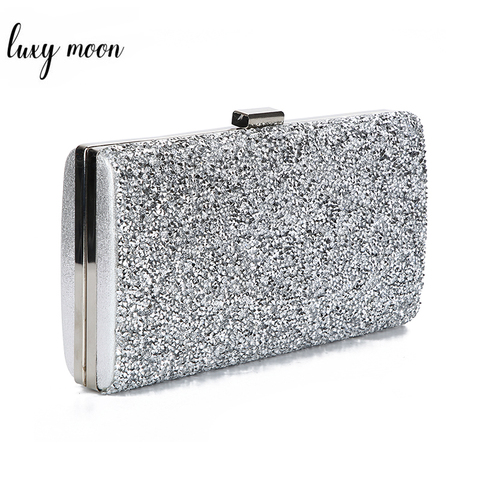 Bolso de mano de boda para mujer, elegante bolso de mano de noche para fiesta, con lentejuelas de diamante, negro, dorado y plateado ► Foto 1/6