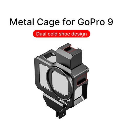 Ulanzi-G9-5 GoPro 9, jaula de Metal para GoPro Hero 9, carcasa de Marco negra con adaptador de filtro de 52MM, luz de relleno de micrófono de montaje en Zapata fría ► Foto 1/6