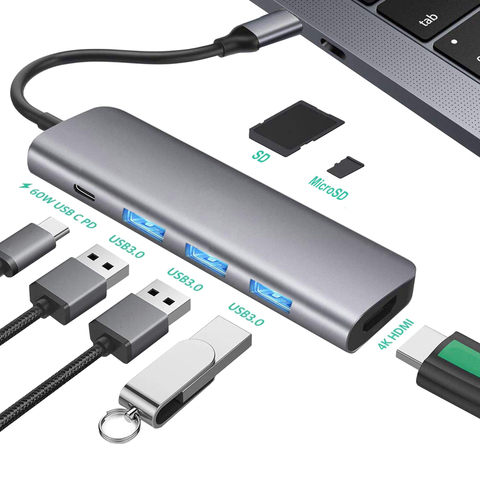 USB 3,1 tipo-C a VGA adaptador HDMI 4K Thunderbolt 3, USB-C Hub 3,0 RJ45 SD TF lector PD para MacBook Pro aire 2022 M1 Chip ► Foto 1/6