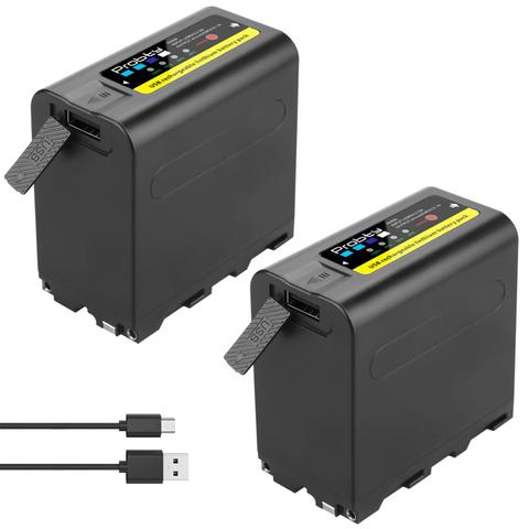 2 x USB salida 8800mAh batería de NP-F970 con indicador de potencia LED para Sony NP-F970, NP-F975, NP-F960, NP-F950, NP-F930, DCR, DSR ► Foto 1/6