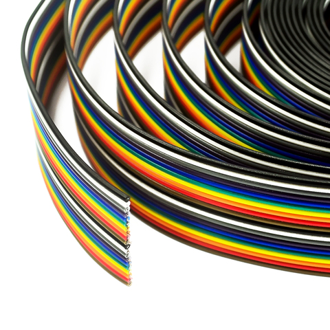 Cable de cinta de Color arcoíris plano, 10 vías, 1,27 MM, 5 metros/lote, disponible ► Foto 1/2