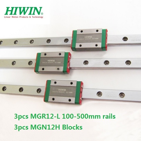 Hiwin-Juego de bloques de construcción modelo rail mgn12-l para impresora 3d CNC, 3 uds., 100-550mm + 3 uds. ► Foto 1/3