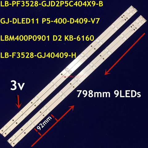 Tira de luces LED LB40013 V004 LBM400P0901-AW-2 para SONY KDL-40R380B, KDL-40R350B, KDL-40R350D, NS-40D510NA15, BDM4065UC ► Foto 1/4