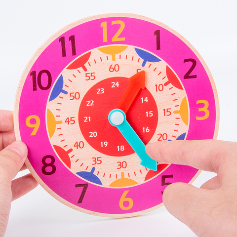 Juguetes de rompecabezas de reloj pequeño de madera para niños, reloj de Hora cognitivo colorido, juguetes Montessori para aprendizaje temprano en casa preescolar ► Foto 1/6