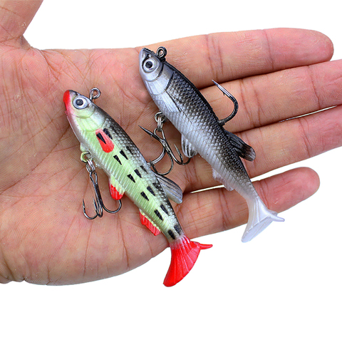 8cm 14g T cola cebo blando de silicona artificiales de la biónica pescado Wobblers shad bajo carpas y pescar lucios señuelo de la cabeza de la plantilla 3D los ojos ► Foto 1/6