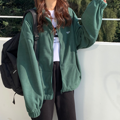 Sudaderas con cremallera Ulzzang para mujer, ropa de calle de gran tamaño Harajuku, Artículos populares de última tendencia, sencilla, de uso diario, elegante, BF Chic ► Foto 1/6