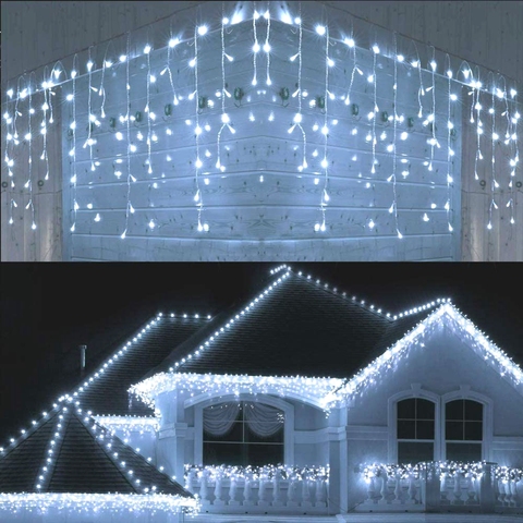 Guirnalda de Navidad de 8m-48m, guirnalda de luces tipo cortina, 220V, Droop, 0,4-0,6 m, aleros de centro comercial, luces decorativas para escenario de Jardín, Exterior ► Foto 1/6