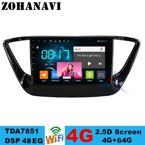 ZOHANAVI-Radio multimedia con GPS para coche, Radio con reproductor, Android 10,0, 4G + 64G, para Hyundai Solaris 2017 2022 ► Foto 1/6