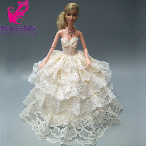 Envío gratis 1 Uds 4 capas completo alrededor de brided vestido para muñeca barbie vestido de boda ► Foto 1/5