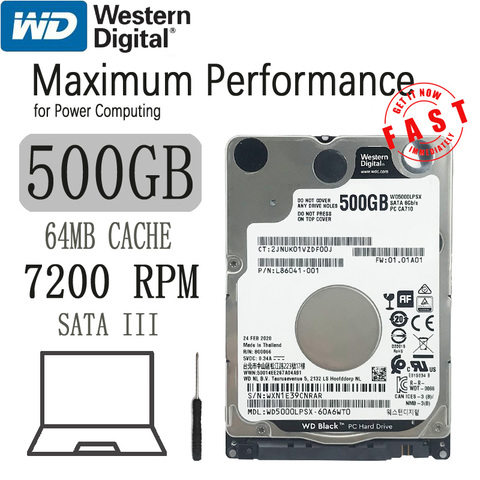 WD-disco duro interno para ordenador portátil, 500GB, 7200 RPM, 2,5 pulgadas, HDD HD, SATA III, 64MB, caché, 7mm, para videojuegos, PS4 ► Foto 1/6