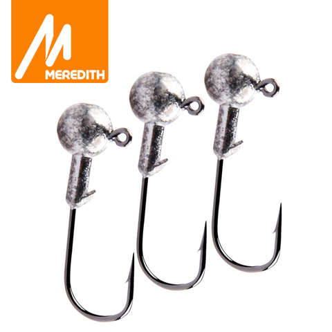 MEREDITH 10 unids/lote plomo de la cabeza de la plantilla de 1,5g 2g 3,5g 5g 7g 10g 14g gancho de cabeza de plomo Jig pesca con cebo ganchos suaves señuelos, aparejos de pesca ► Foto 1/6