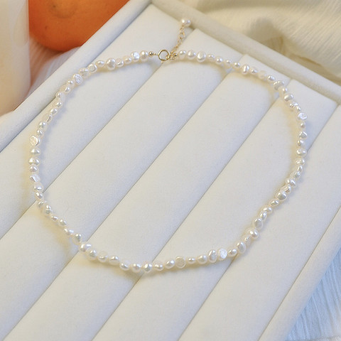 Nueva moda natural barroco real en forma de irregularidad de 6-7MM collar de perlas de Plata de Ley 925 Cierre de metal ► Foto 1/6