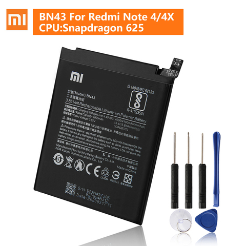 Original batería de reemplazo para Xiaomi Redmi Note4X Hongmi nota 4X versión estándar Redrice BN43 Nota 4 mundial Snapdragon 625 ► Foto 1/6