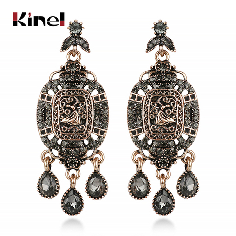 Kinel-pendientes de oro antiguo estilo étnico bohemio para mujer, aretes de boda, cristal gris, playa, Estilo Vintage, 2022 ► Foto 1/6