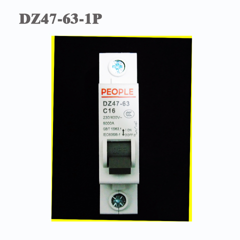 Interruptor de circuito de aire doméstico, dispositivo con aprobación CE, DZ47-63-1P, 220V-400V, 1A/2A/3A/4A/6A/10A/16A/20A/25A/32A/40A/50A/63A ► Foto 1/1