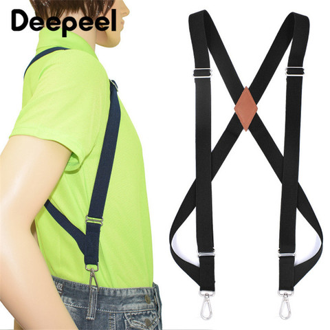 Deepeel-tirantes anchos elásticos de poliéster para hombre, correa ajustable de 2 Clip, Unisex, tipo X, cintas decorativas, SP061, 2,5X125cm, 1 ud. ► Foto 1/6