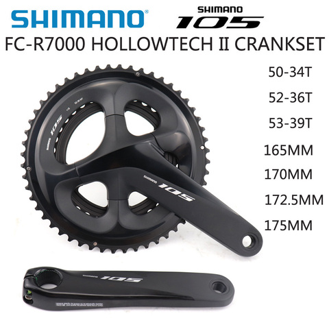 SHIMANO 105 FC R7000 HOLLOWTECH II platos y bielas 2x11S 50-34T 52-36T 53 -39T 170MM 172,5 MM 175MM rueda de bicicleta de carretera opcional BBR60 ► Foto 1/5