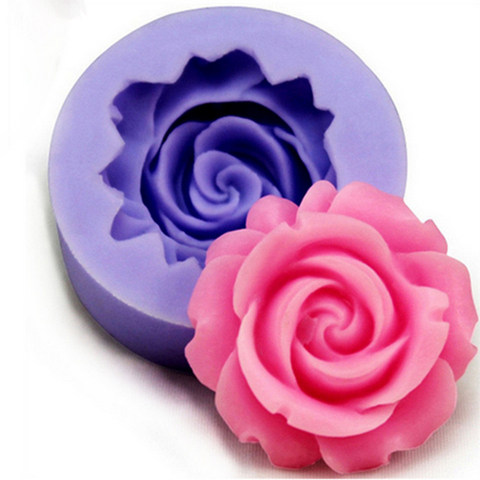 1pc 3D Rosa flor formas molde de silicona molde para fundir azúcar pastel utensilios de decoración para hornear Surgar jabón molde de vela M087 ► Foto 1/6