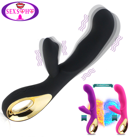 Consolador con vibración para clítoris y punto g para mujeres, juguete sexual femenino, masturbador potente con carga USB, impermeable, productos sexuales para adultos ► Foto 1/6