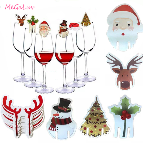 10 Uds Navidad taza fiesta de Navidad sombrero de Santa decoración de vaso de vino a casa de lugar de mesa de decoración suministros para fiesta de Navidad ► Foto 1/6