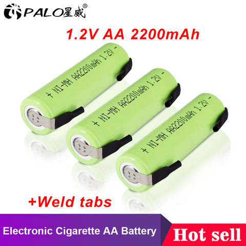 PALO batería de cigarrillo electrónico AA, batería recargable AA NiMH 1,2 V 2200mAh, baterías para teléfono inalámbrico, afeitadora, cepillo de dientes ► Foto 1/6