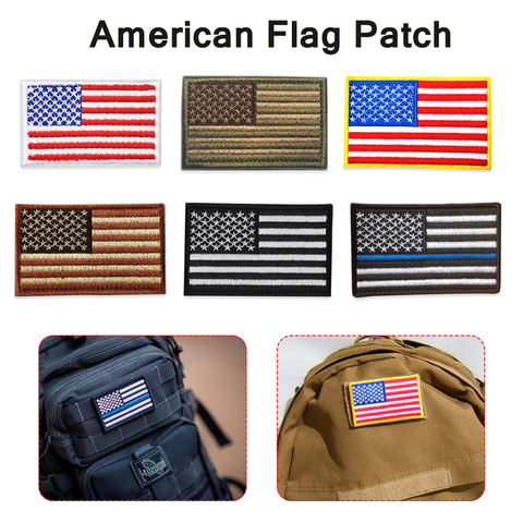 Parche de bandera bordado americano, hilo bordado patriótico de EE. UU., tácticas parche militar planchado o cosido a cualquier prenda ► Foto 1/6