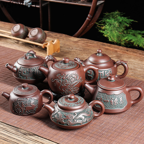 WSHYUFEI-TETERA de té auténtica Yixing, regalo personalizado de mineral crudo, juego de té de arcilla púrpura, tetera Ceremonia de té chino ► Foto 1/6