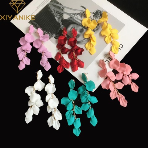 XIYANIKE-pendientes con forma de rosa para mujer, aretes largos y elegantes con borla de acrílico, para fiesta ► Foto 1/6