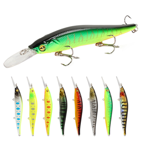 1 Uds Minnow Señuelos de Pesca 13,5 cm 15,8g de calidad suspensión Wobblers 3D realista ojos bajo Pike cebo Artificial Pesca cebo duro ► Foto 1/6