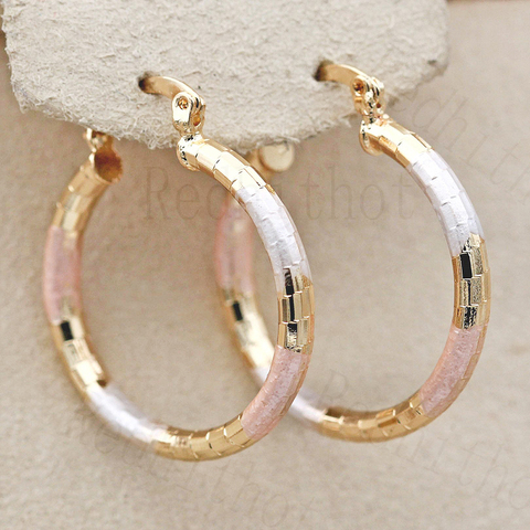 Pendientes de aro grandes con estilo para mujer, aretes redondos de Color dorado, joyería de lujo para aniversario de boda, accesorios de regalo ► Foto 1/6