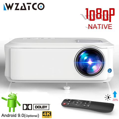 WZATCO T59 Proyector 4k HD nativa de 1080P Android 9,0 Wifi inteligente de cine en casa de vídeo LED Proyector portátil HDMI película Beamer ► Foto 1/6